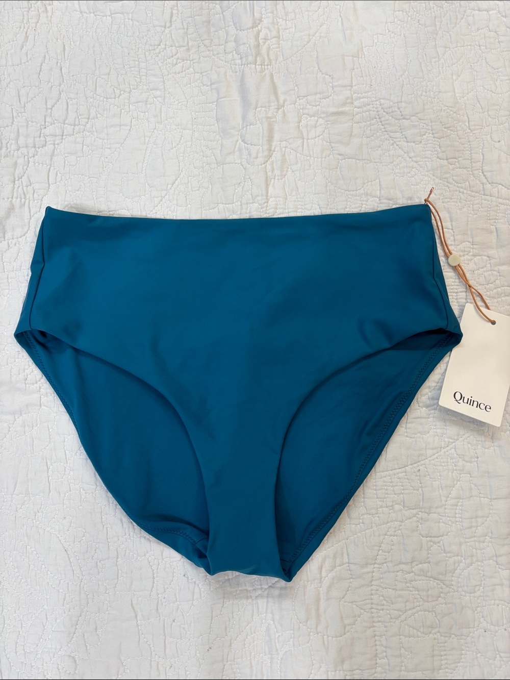 Quince Women's High-Waist Bikini Bottoms in Lagoon Blue Small